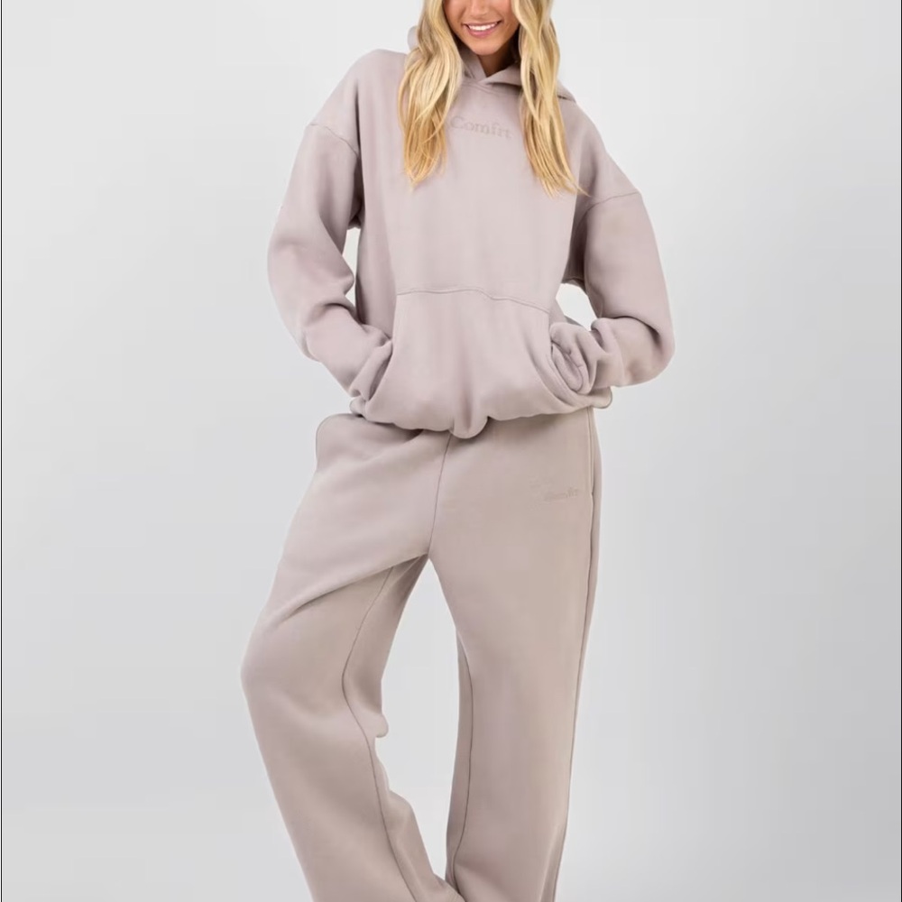 Comfort Sweatshirt and straight leg sweatpants set- size 3x color bark - Picture 2 of 6